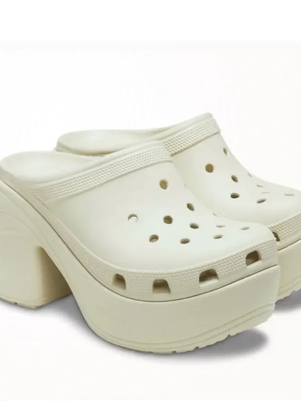 New Crocs Siren Platform Heeled Clogs Bone Ivory Brat Y2K cottagecore Grandma - Image 4