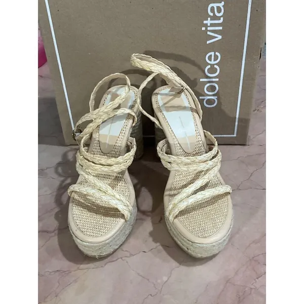 Dolce Vita Catina High Heels in Light Natural 8 with box Womens Platform Raffia - Image 6