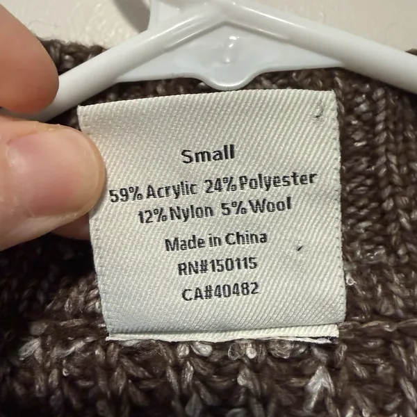 Varley Amelia Half Zip Knit Wool Blend Sweater Brown Flecked Boucle Size Small - Image 4