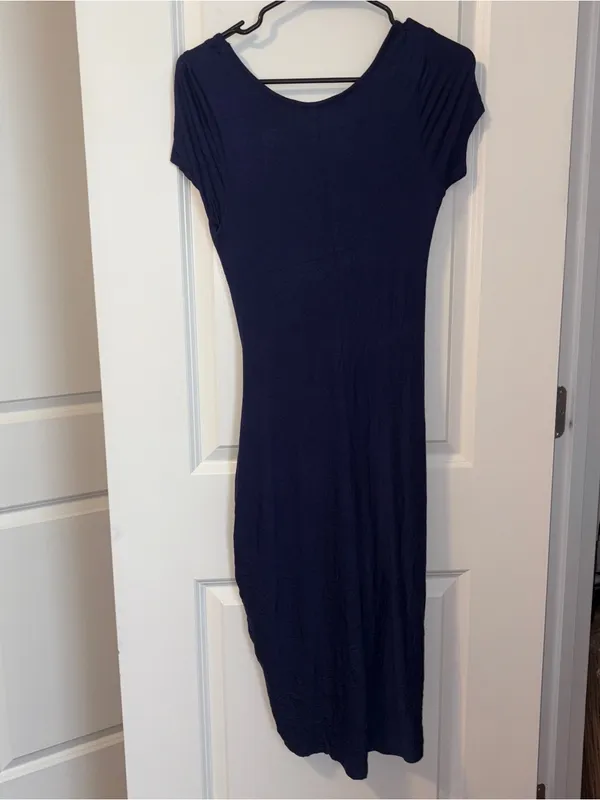 NWT Rue21 Navy Midi Knot-Detail Scoop Neck Dress Size: L - Image 2