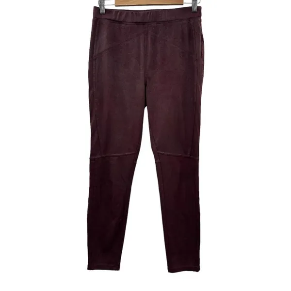 Free People Midnight Burgundy Faux Suede High Rise‎ Ankle Leggings Size S - Image 2
