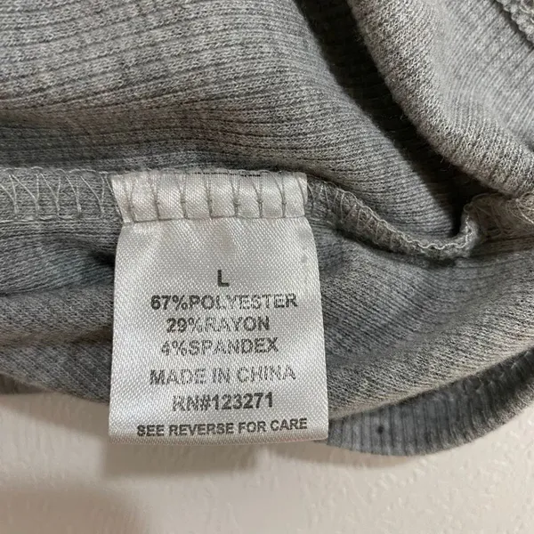 Orange Kiss Boston Ribbed Baby Tee Gray Short Sleeve Fitted Top Size L - Image 9