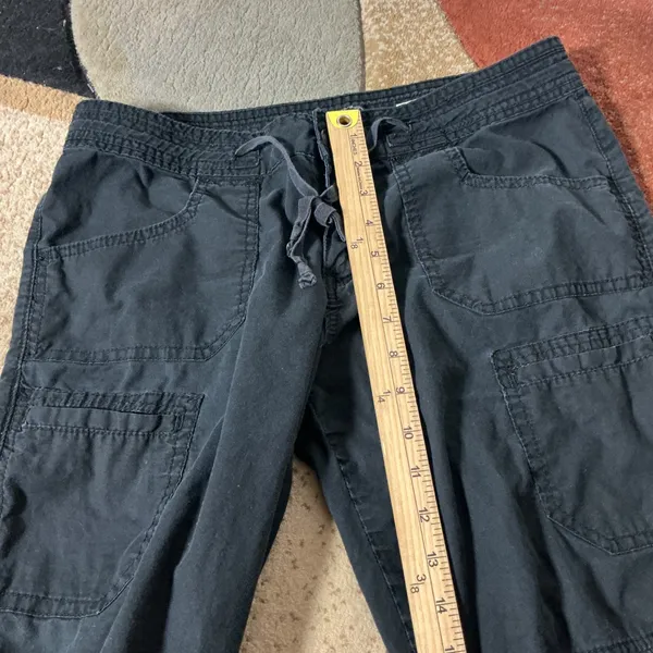 Ex Supplies Y2K Utility Cargo Capri Pants Womens 8 Black Gorpcore Cotton - Image 4