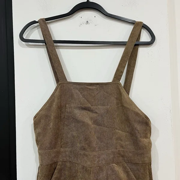 Flying Tomato Brown Corduroy Wide Leg Overalls Size Medium - Image 2