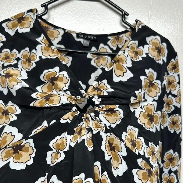 As U Wish Black and Gold Floral Mini Dress - Image 3