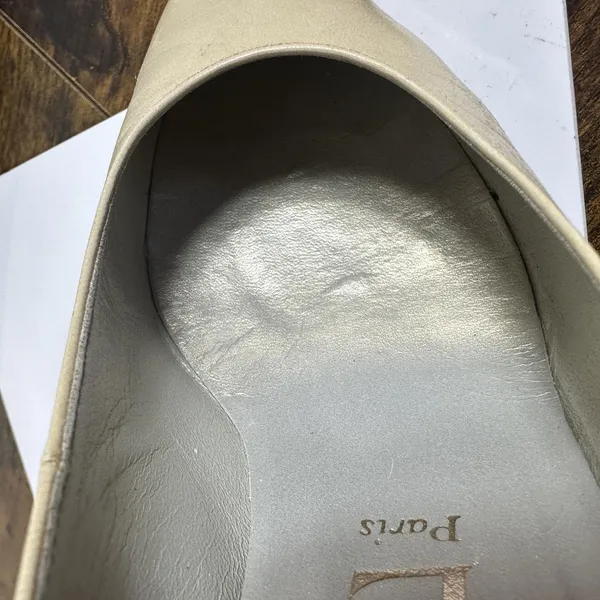 Yves Saint Laurent Pumps Womens 35 US 5 Beige Leather Kitten Heel Closed Toe - Image 15