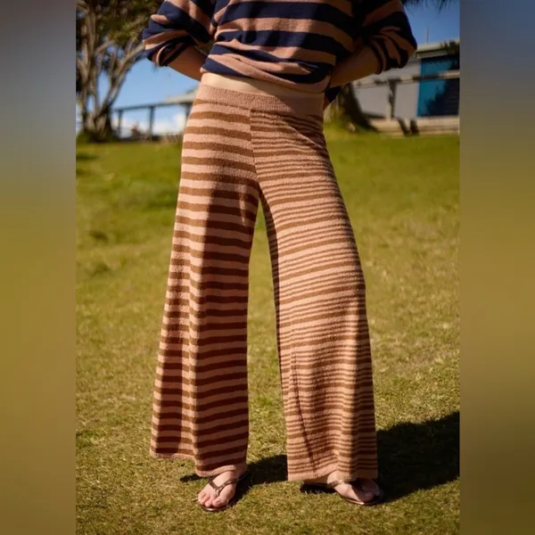 Free People NWT Allyson Striped Pants All free-est In Maple Combo - Image 2
