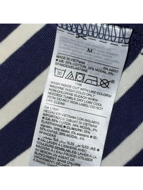 Old Navy Classic Navy & White Striped Boat Neck Top Size Medium - Image 7