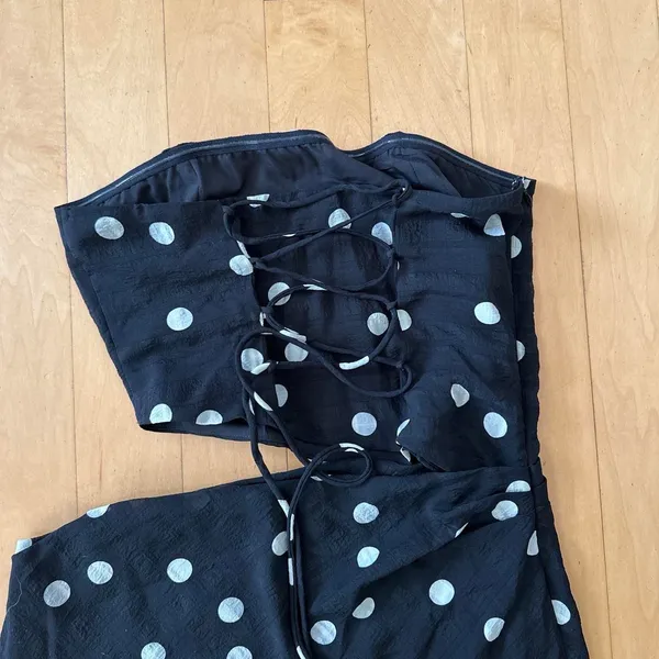 Princess Polly Jasira strapless black and white polka dot maxi dress with cut out and corset detail - Image 4