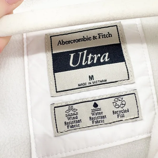 Abercrombie & Fitch‎ Womens White Relaxed Ultra Sherpa Hooded Puffer Jacket M - Image 3