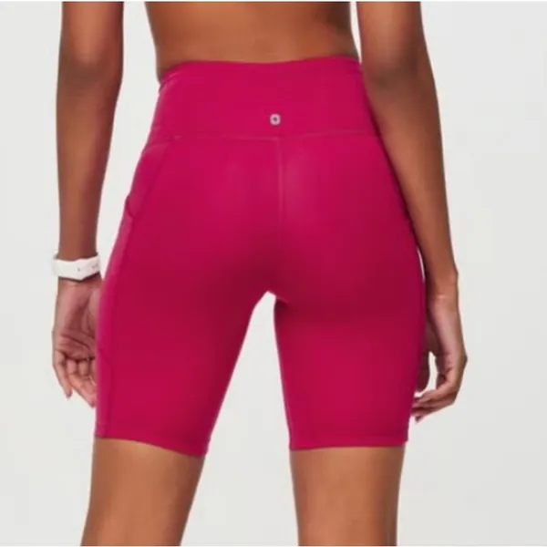 NWT Figs High Rise Biker Shorts in Raspberry Pink Size XS - Image 3