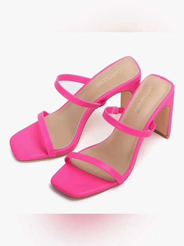 Carcuume Women’s Strappy Hot Pink High Heel Sandals - Image 3