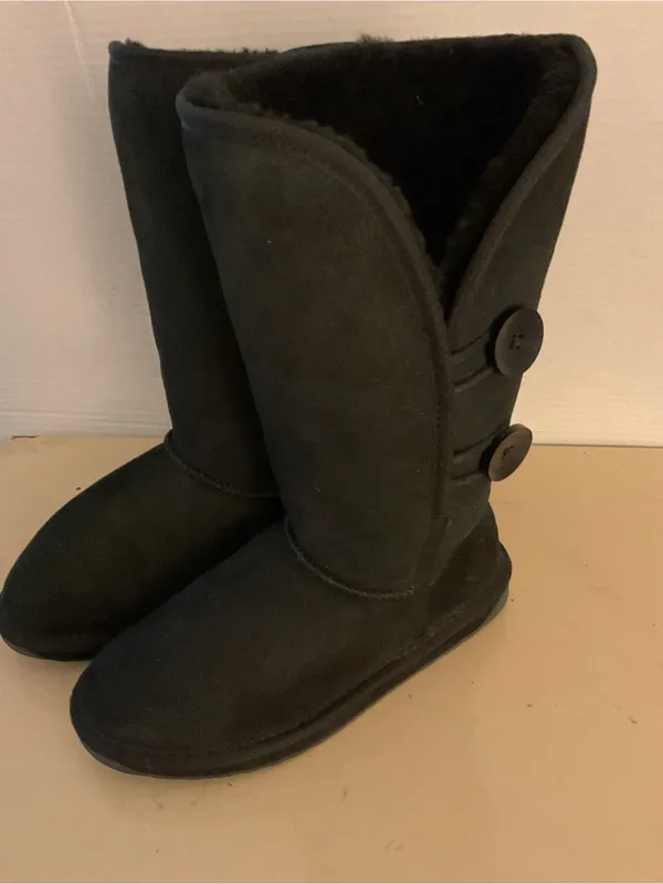 ENU Australia women black suede sheepskin tall classic boots US 7 - Image 6