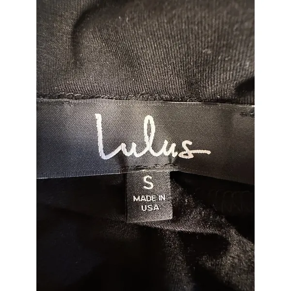 Lulus Black Wide Leg Jumpsuit Side Slits Spaghetti Strap Made USA Flowy Sz S - Image 7