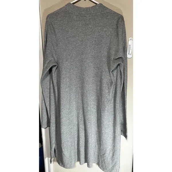 PURE‎ J. JILL CARDIGAN Gray LONG OVERSIZE DUSTER SWEATER Cotton Pockets Sz S - Image 7