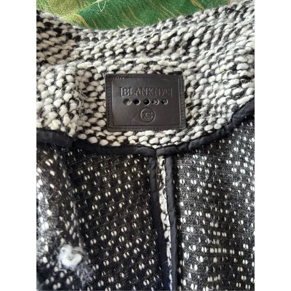 Blank NYC Boucle Knit Motorcycle Moto Jacket Black White Women’s Size XS - Image 2