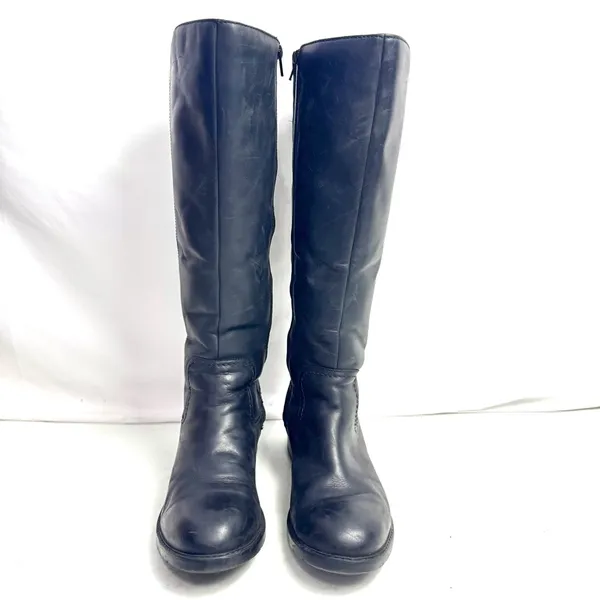 Clarks Swansea Glen Tall Black Faux Leather Sherpa Lined Riding Boots Size 8 - Image 2