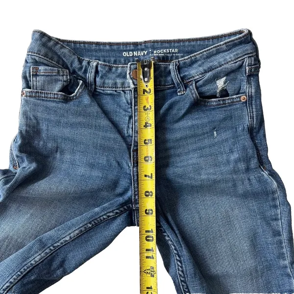 Old Navy Rockstar Mid Rise Skinny Jeans Womens 4 Distressed Medium Wash Denim - Image 5