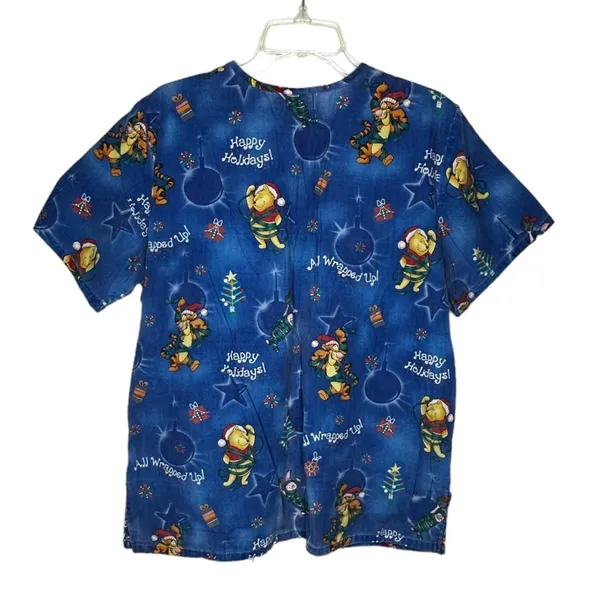 Wonderful World of Disney Pooh Christmas Scrub‎ Shirt - Image 5