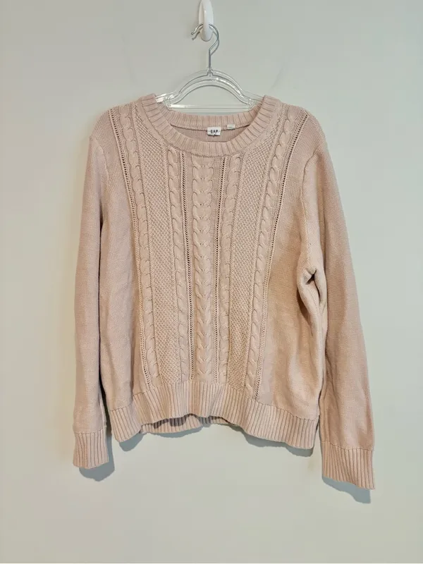 Gap cotton cable knit sweater blush pink XL - Image 2