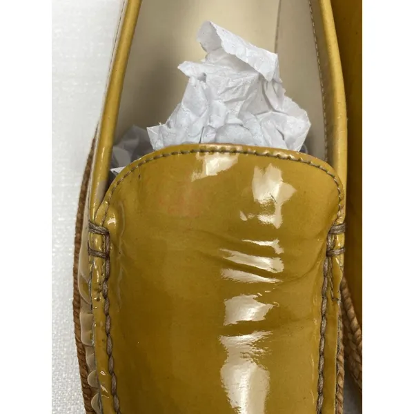 Stuart Weitzman Yellow Patent Leather Loafer Flats Braided Sole Women's 7 - Image 9