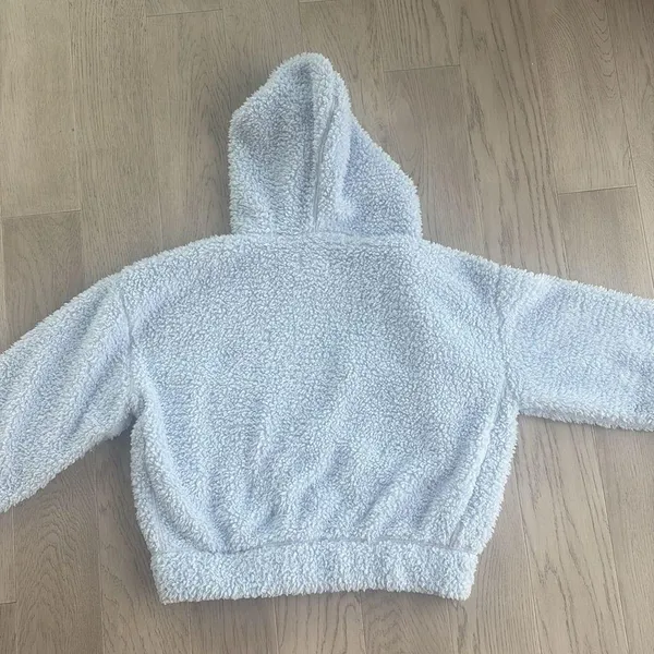 Lou & Grey Full Zip Sherpa Hoodie Sweatshirt Light Blue Medium - Image 6