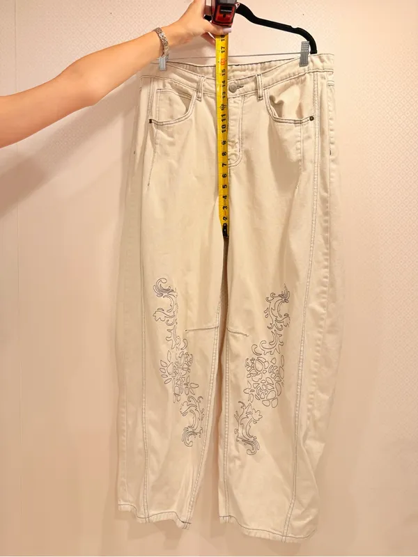Daisy Street Faye Barrel Leg Embroidered Denim Contrast-Stitch Garment Sz XL - Image 5