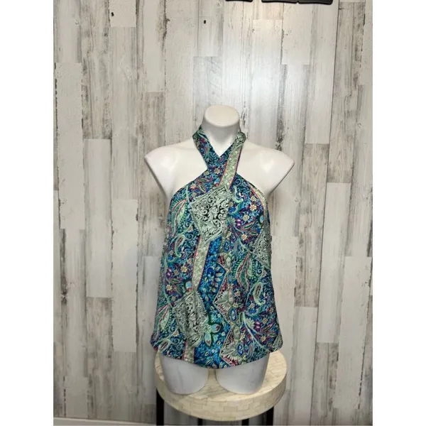 Green and blue blouse size medium Green - Image 2