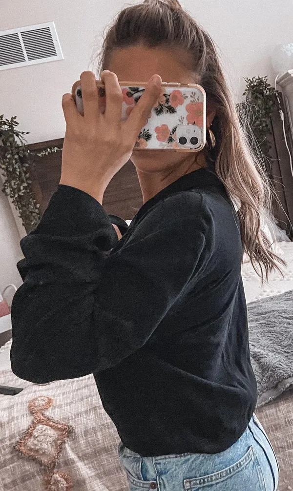 Free People Black Blouse Bodysuit - Image 3