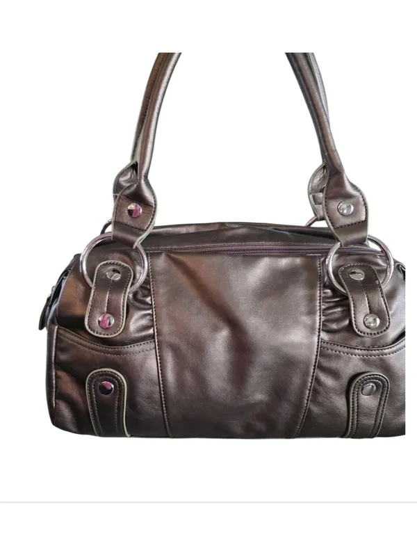 Source Unknown Womens Shoulder Bag Gold Bronze Purse Silver Accents Rectangle Coquette Charm - Image 2