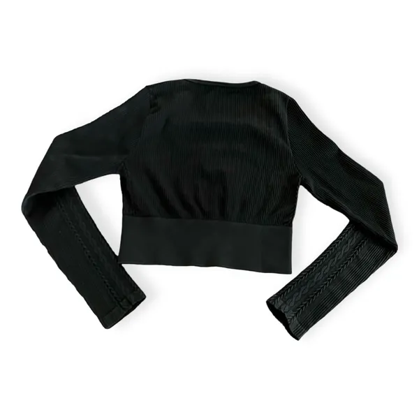 Aerie Offline by Womens Black Seamless Cable Square Neck T-Shirt - Image 4