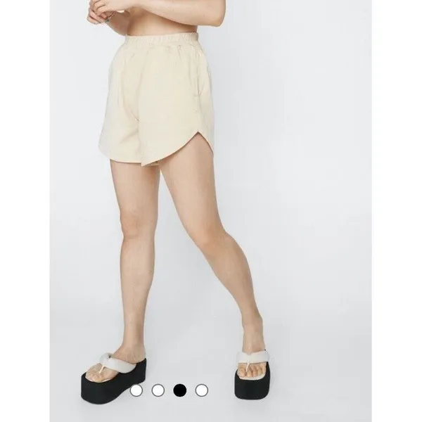 Nasty Gal‎ Twill Running Shorts 100% Cotton NWT Neutral Tan Size L Beach Vacay - Image 2