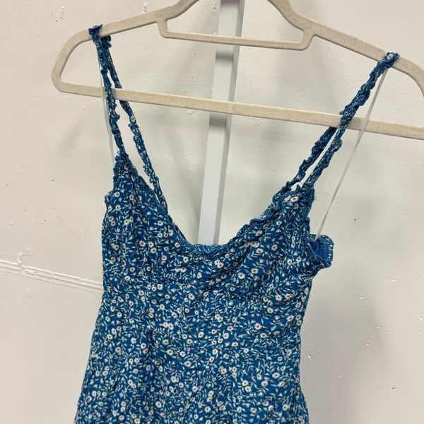 Princess Polly Blue Floral Cutout Back Tie Romper Braided Straps Cottagecore - Image 5