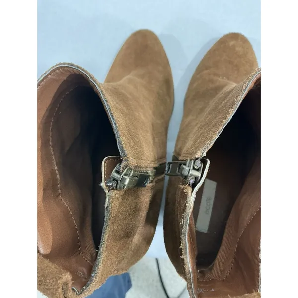 Womans Ecote Size 6 Cognac Suede Zip Block Heel Ankle Boots - Image 6