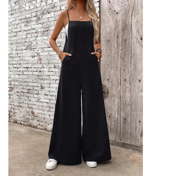 BellanBlue Black Wide-Leg Spaghetti Strap Jumpsuit XL - Image 4