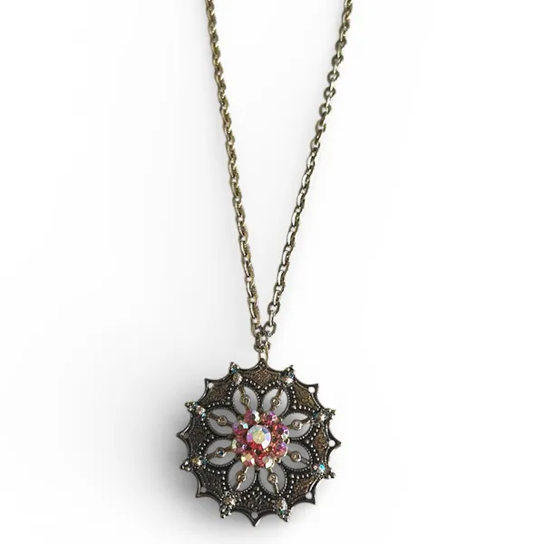 Artisan Crafted Starburst Rhinestone Flower Pendant Necklace Vintage Style NWT - Image 2