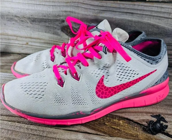 Nike Womens Pink Running Shoes 629496-061 Pink Mesh Sport Lace Up 8 - Image 3