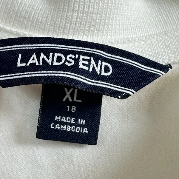 Lands End Womens XL 18 White Short Sleeve Pique Polo Shirt Stretch Cotton Blend - Image 3