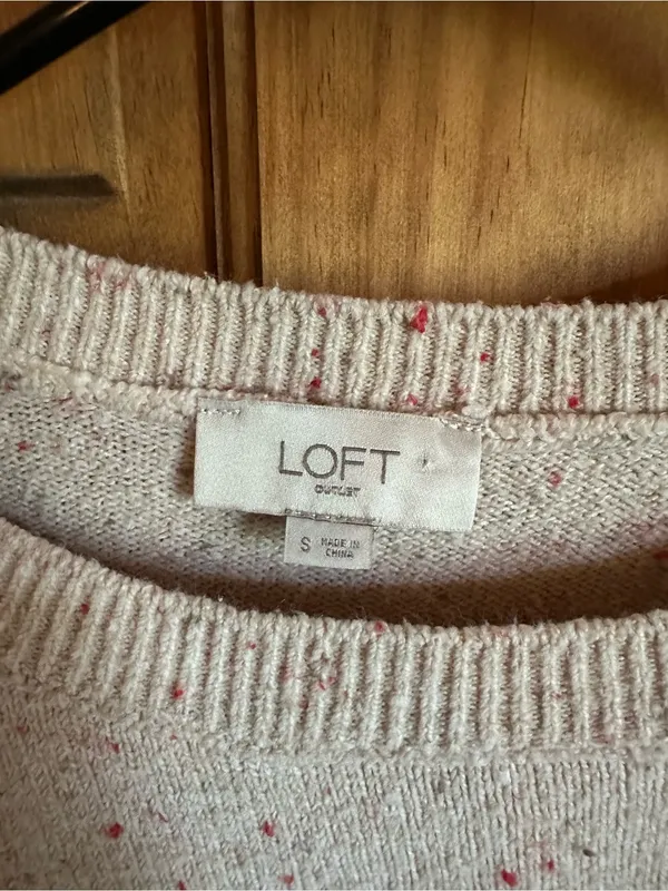 LOFT Cream Speckled Crewneck Sweater - Image 4