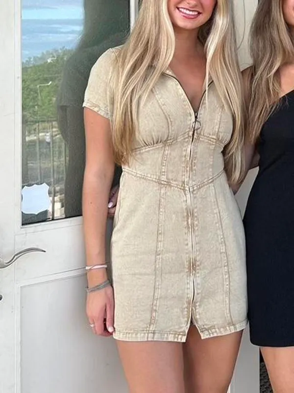 Tan mini dress - Image 3