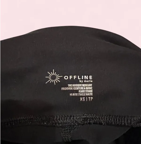 Black Foldover OFFLINE by Aerie Flare Leggings - Image 4