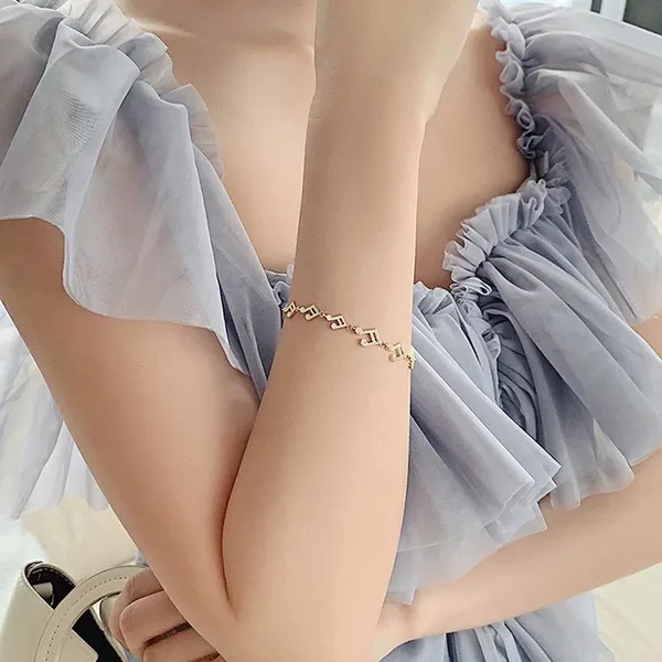 18K Gold Plated Adjustable Musical Note Charm Bracelet for Women - Image 5