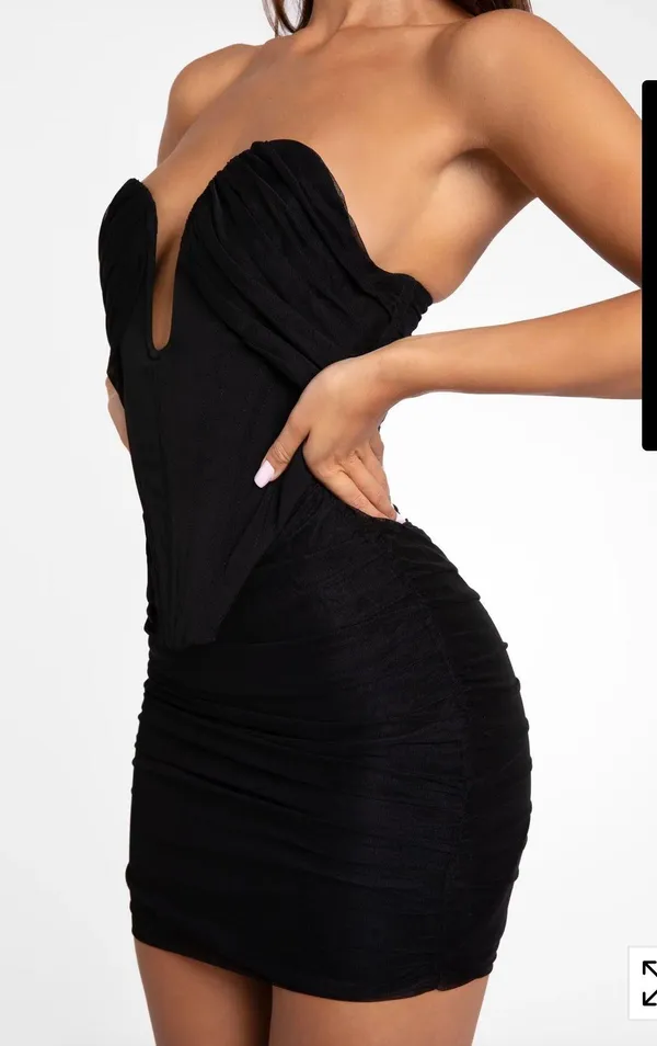 Heiress Beverly Hills Black Plunge Corset Dress - Image 2