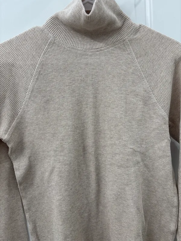 Everlane 100% organic cotton long sleeve turtleneck top waffle knit thermal - Image 2