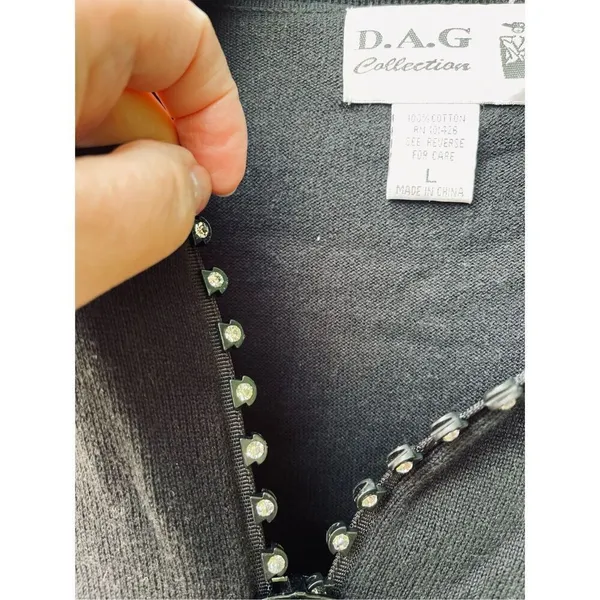 Vintage D.A.G.collection size L 100% cotton rhinestone zip and decor - Image 5