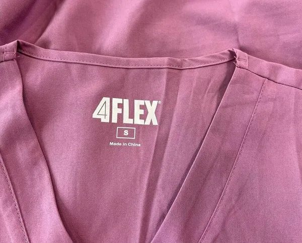 4Flex Women's Scrubs Small Top Lavender Purple V-Neck Short Sleeve - Image 2