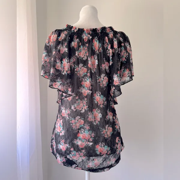 No Boundaries Sheer Black Floral Print Blouse - Image 6