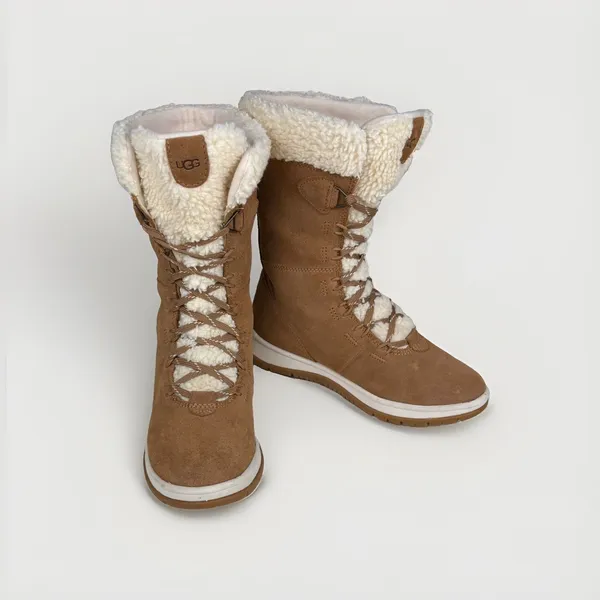UGG Lakesider Tall Lace Women's Waterproof Suede Winter Boots Chestnut Size 6.5 - Image 2