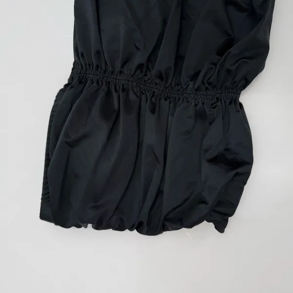 Good American Bikini Top SZ Medium Satin Swim Ruched Crop Bandeau Black NWT Swim - Image 5