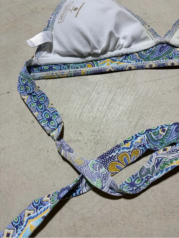 Athleta Blue Patterned Triangle Bikini Top small - Image 8